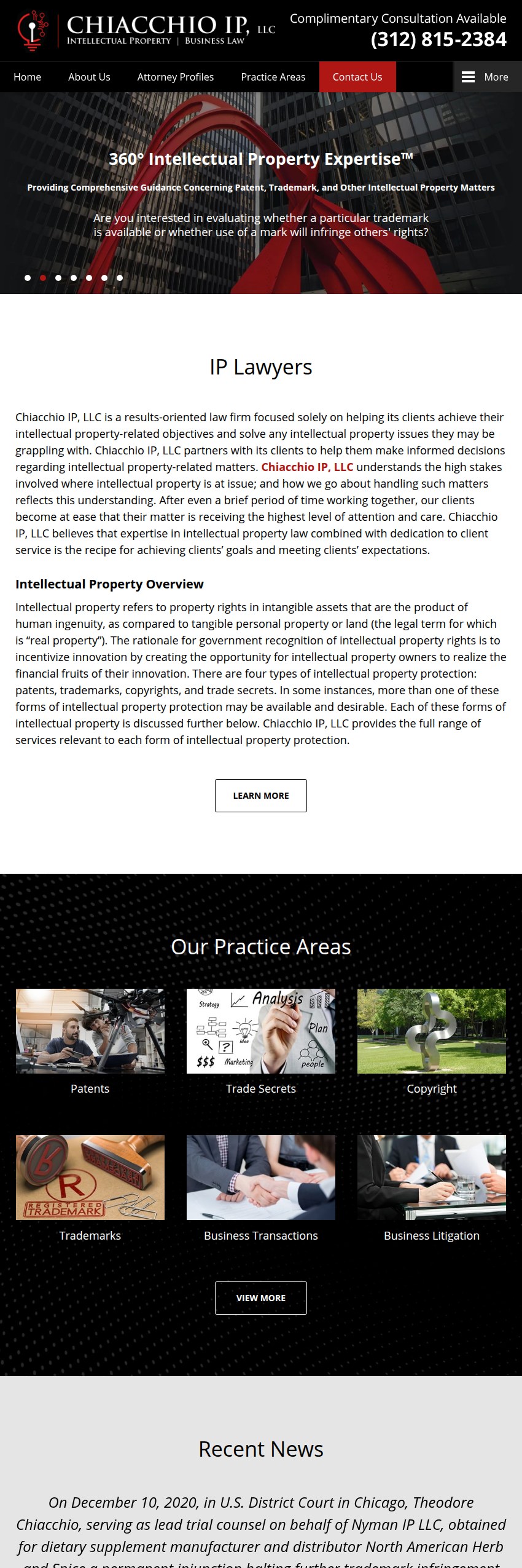 Screenshot of the Chiacchio IP, LLC website