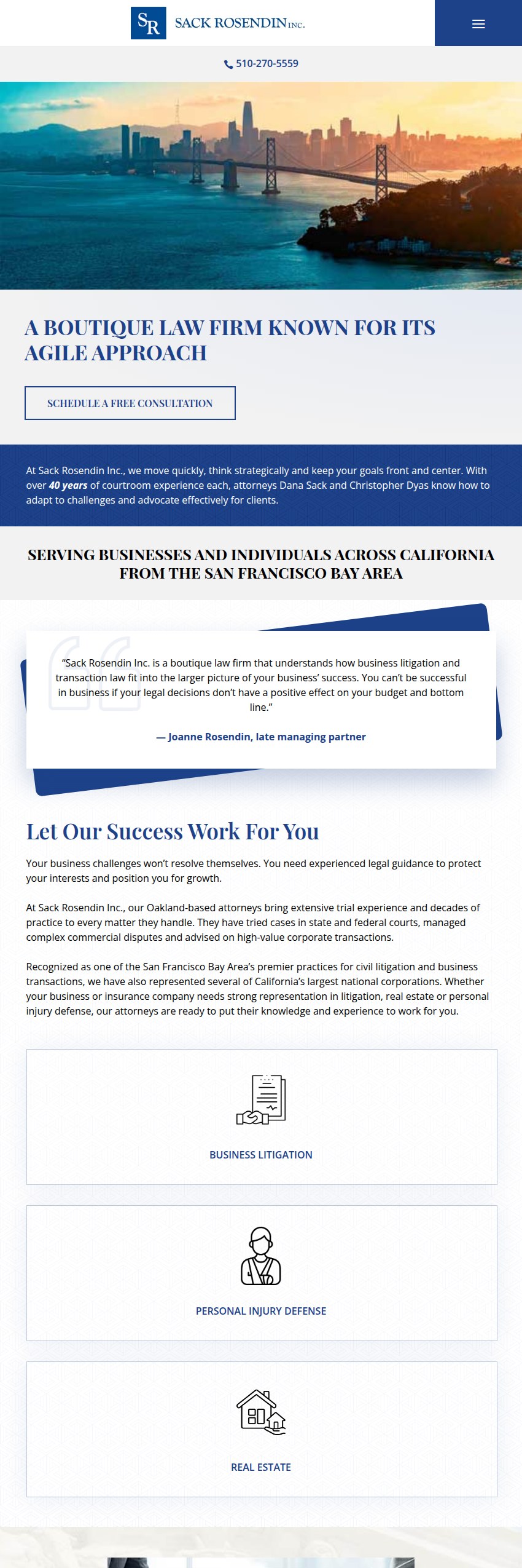 Screenshot of the Sack Rosendin Inc. website
