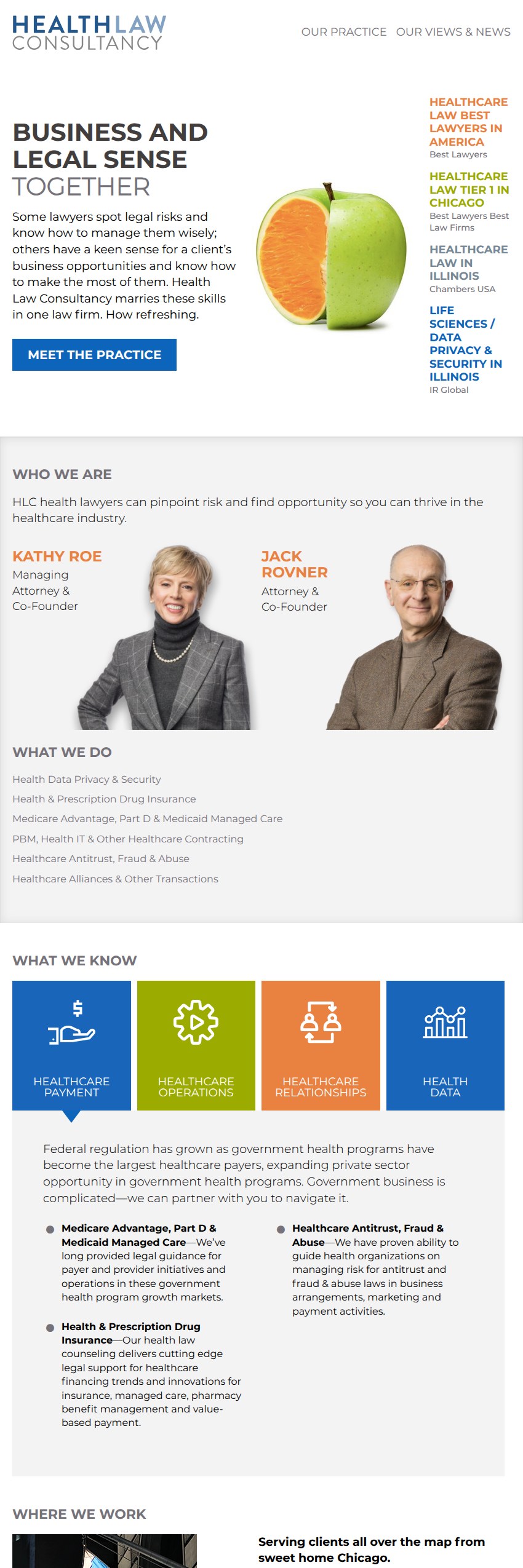 Screenshot of the The Health Law Consultancy LLC website