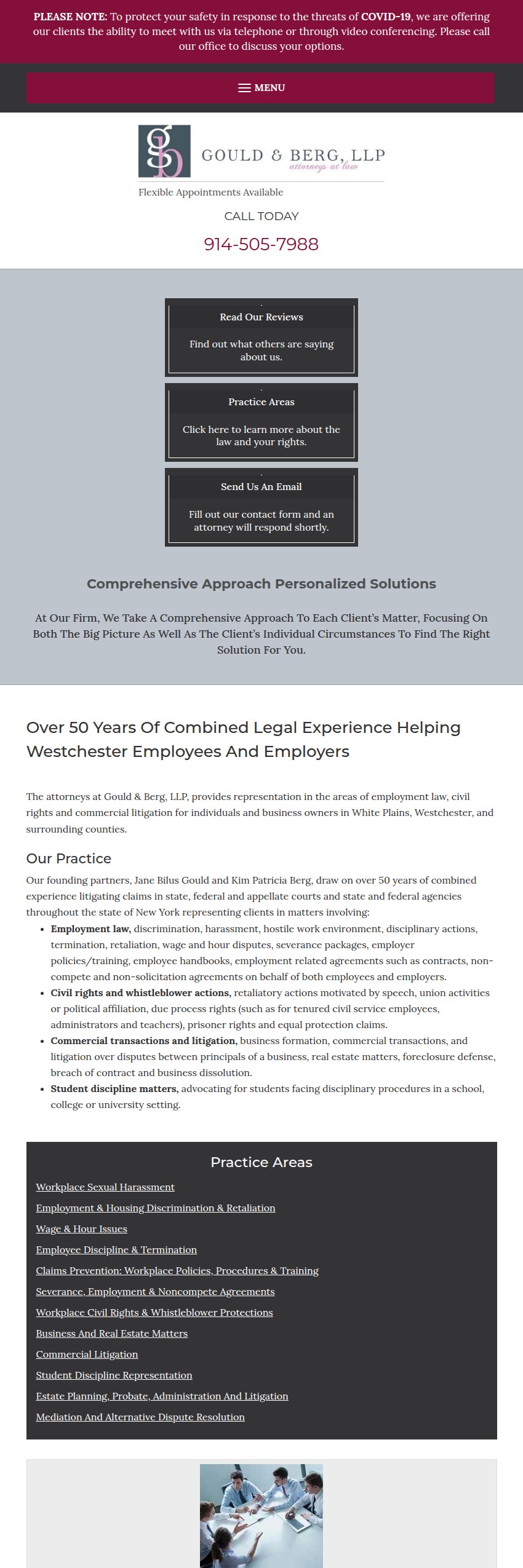 Screenshot of the Gould & Berg, LLP website