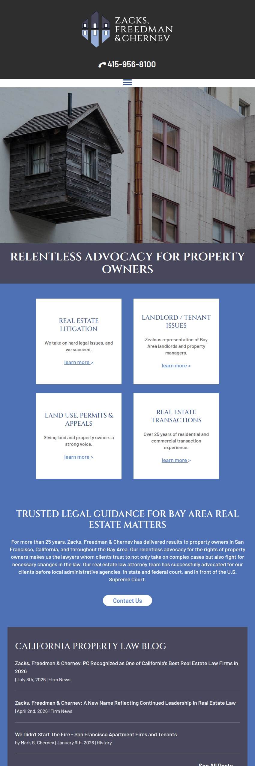 Screenshot of the Zacks, Freedman & Chernev, PC website