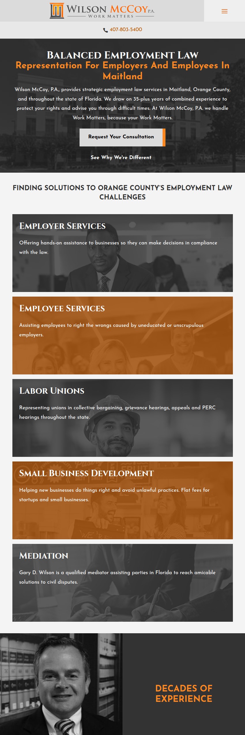Screenshot of the Wilson McCoy, P.A. website