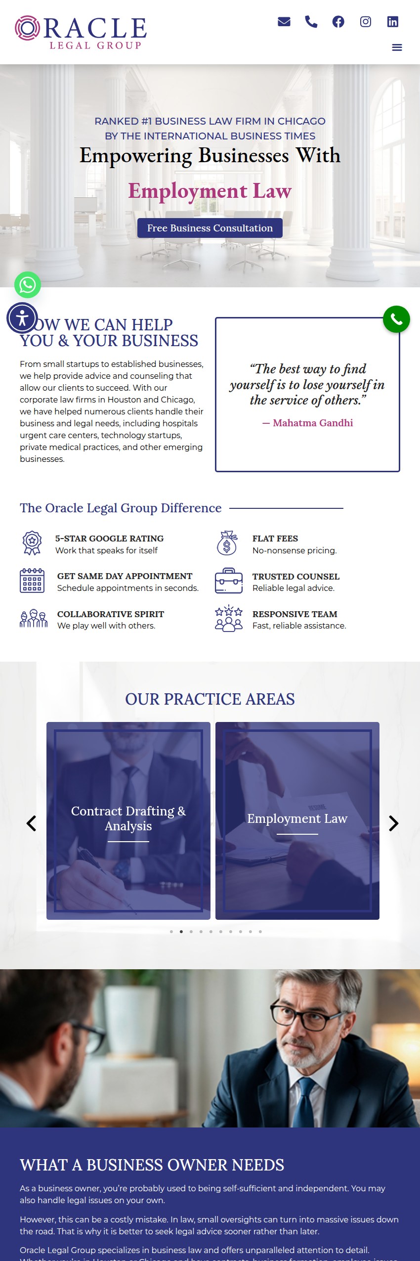 Screenshot of the Oracle Legal Group website