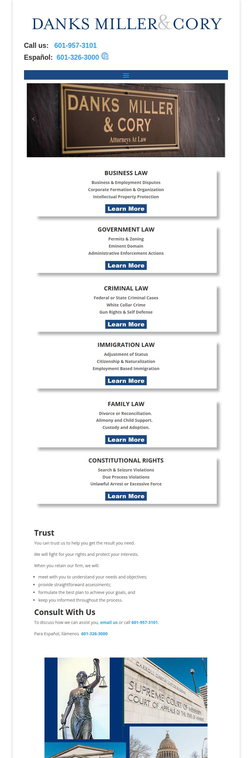 Screenshot of the Danks Miller & Cory, PA website