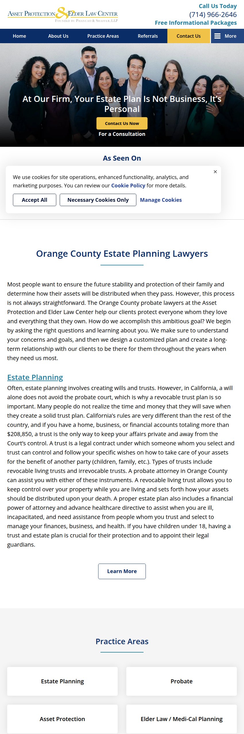 Screenshot of the Asset Protection & Elder Law Center website