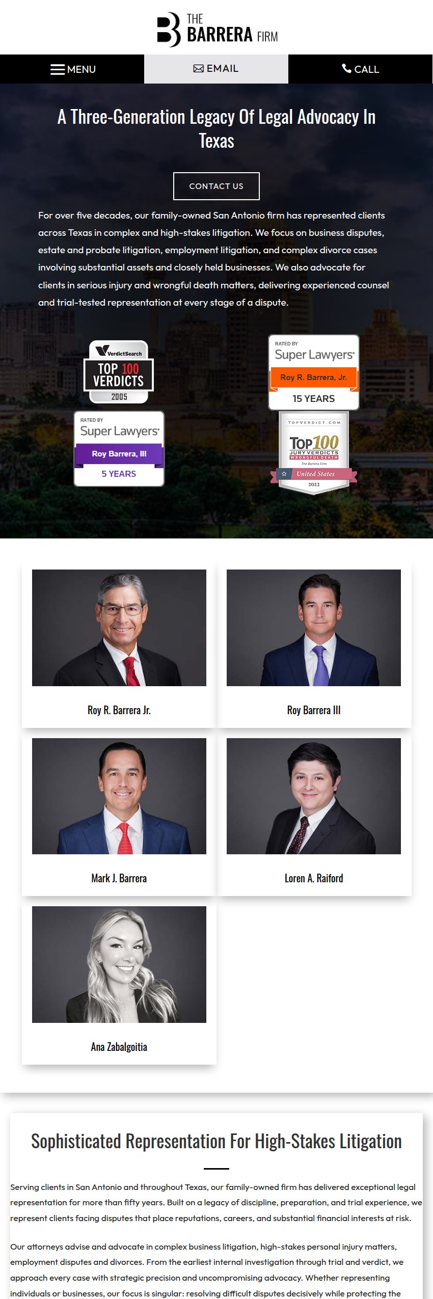 Screenshot of the The Barrera Firm website