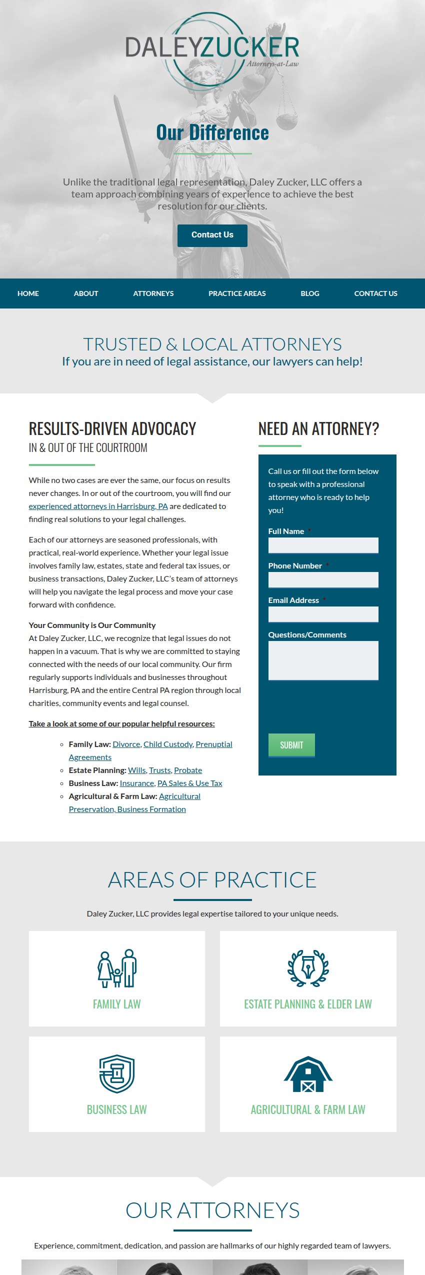 Screenshot of the Daley Zucker, LLC website