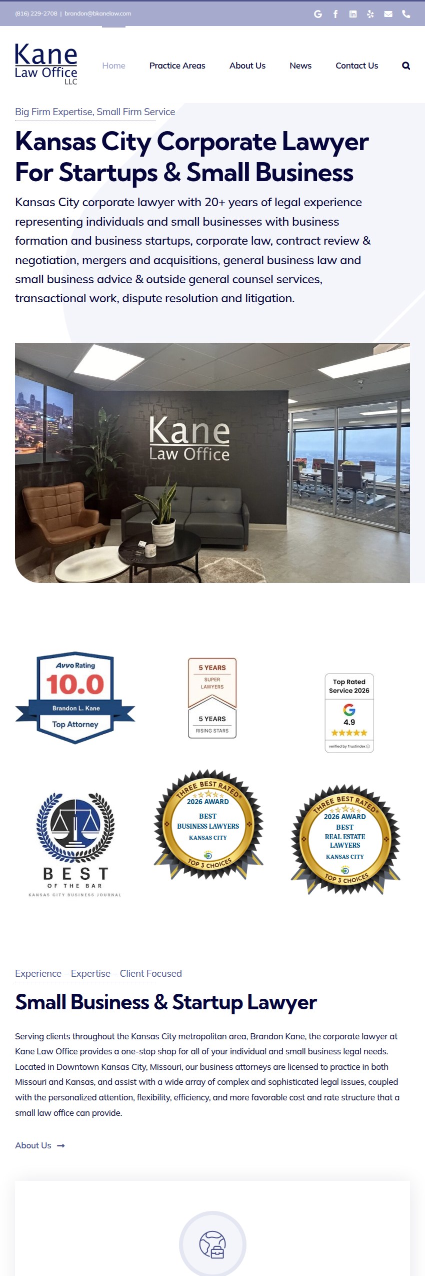 Screenshot of the Kane Law Office, LLC website