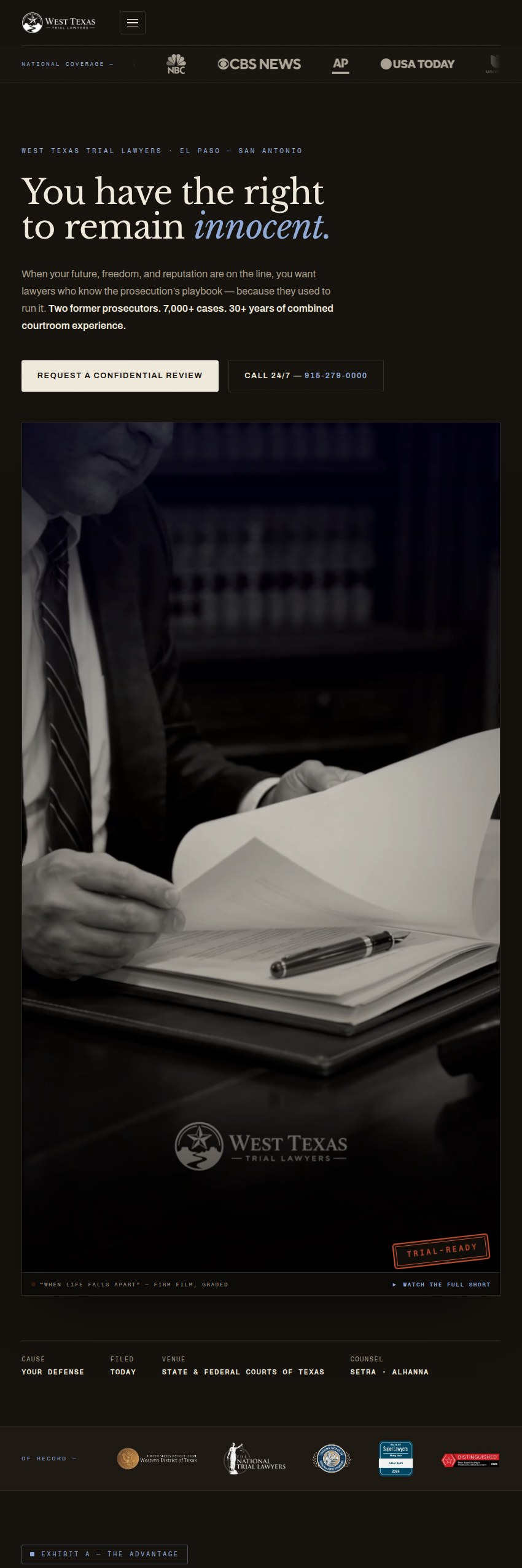 Screenshot of the West Texas Trial Lawyers, PLLC website