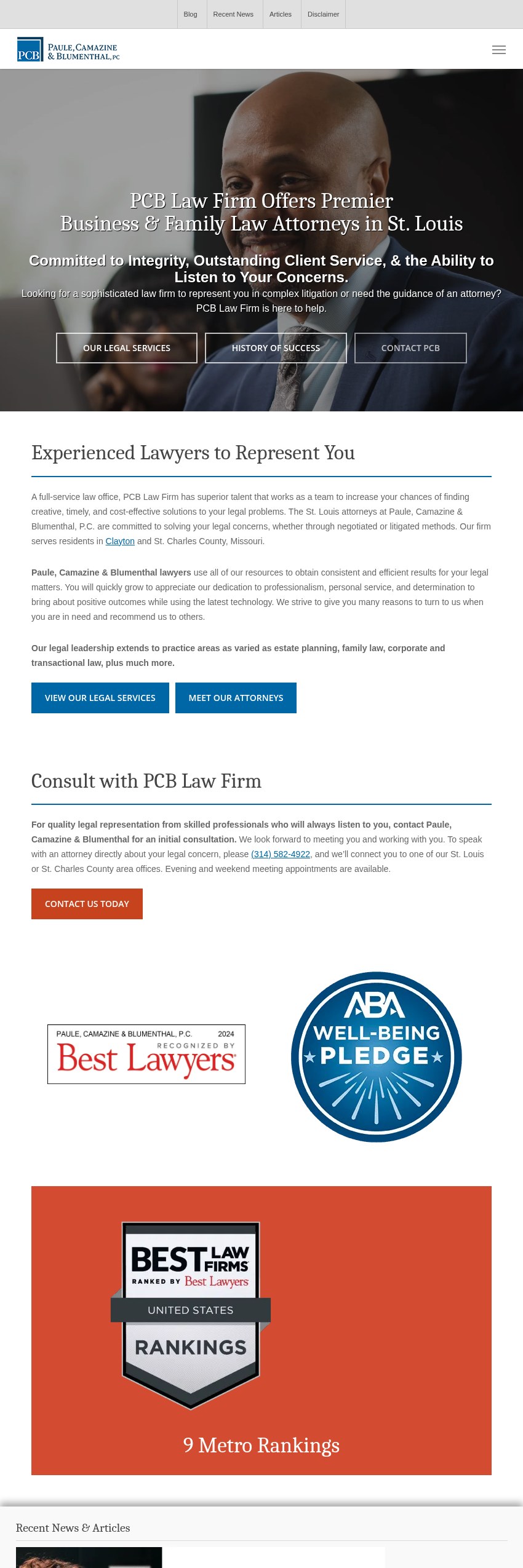 Screenshot of the Paule, Camazine & Blumenthal, P.C. website