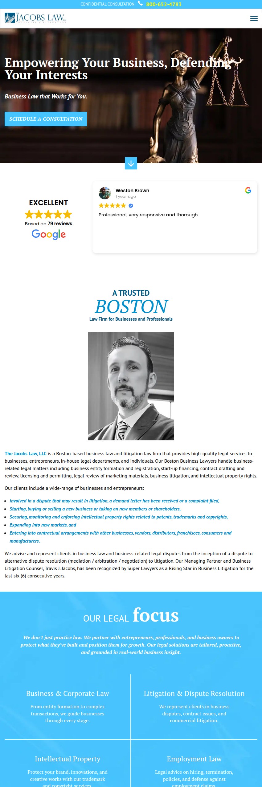 Screenshot of the The Jacobs Law, LLC website