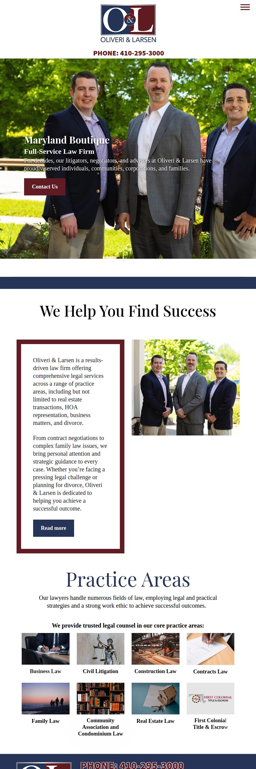 Screenshot of the Oliveri & Associates, LLC website