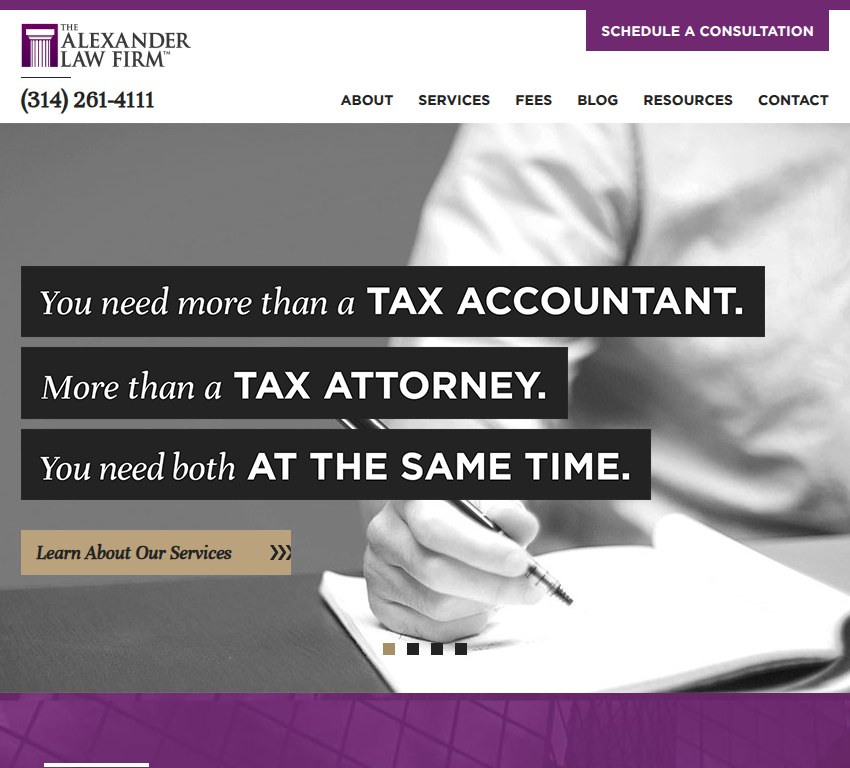 Screenshot of the The Alexander Law Firm, LLC website