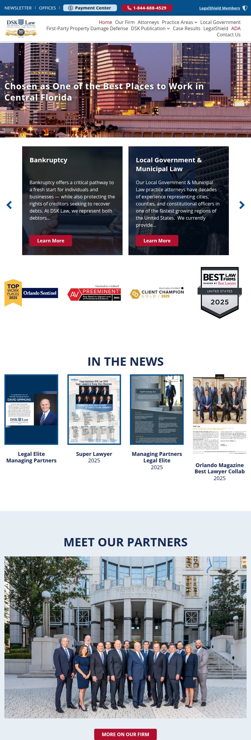 Screenshot of the de Beaubien, Simmons, Knight, Mantzaris & Neal, LLP website