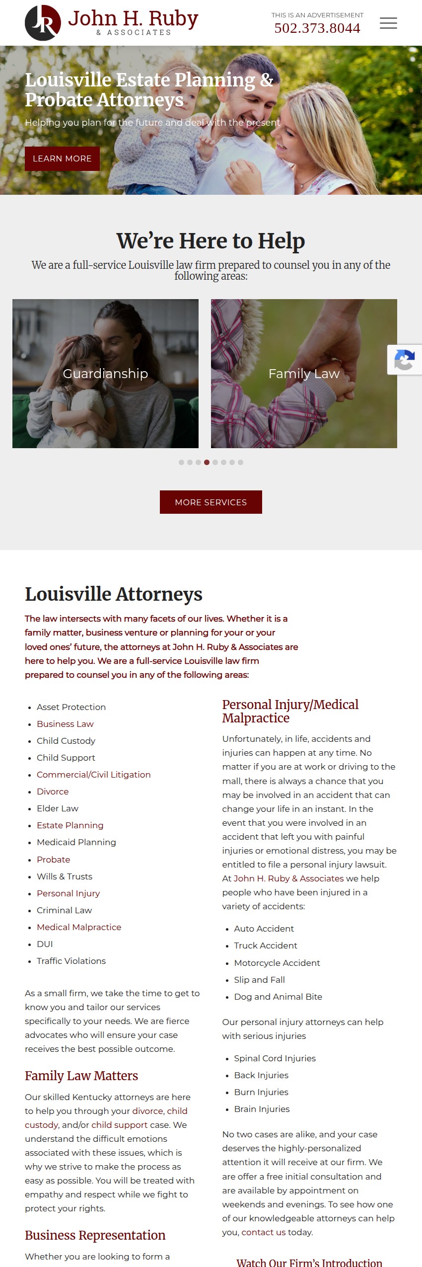 Screenshot of the John H. Ruby & Associates website