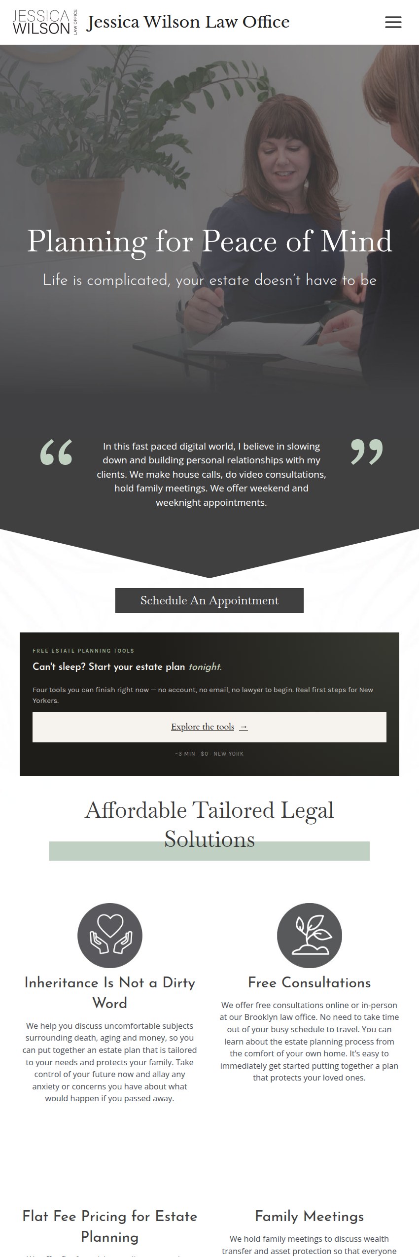 Screenshot of the Jessica Wilson Law Office website