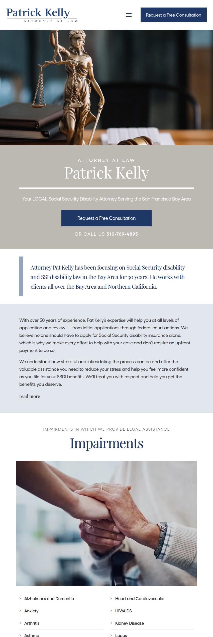 Screenshot of the Kelly Disability Law website