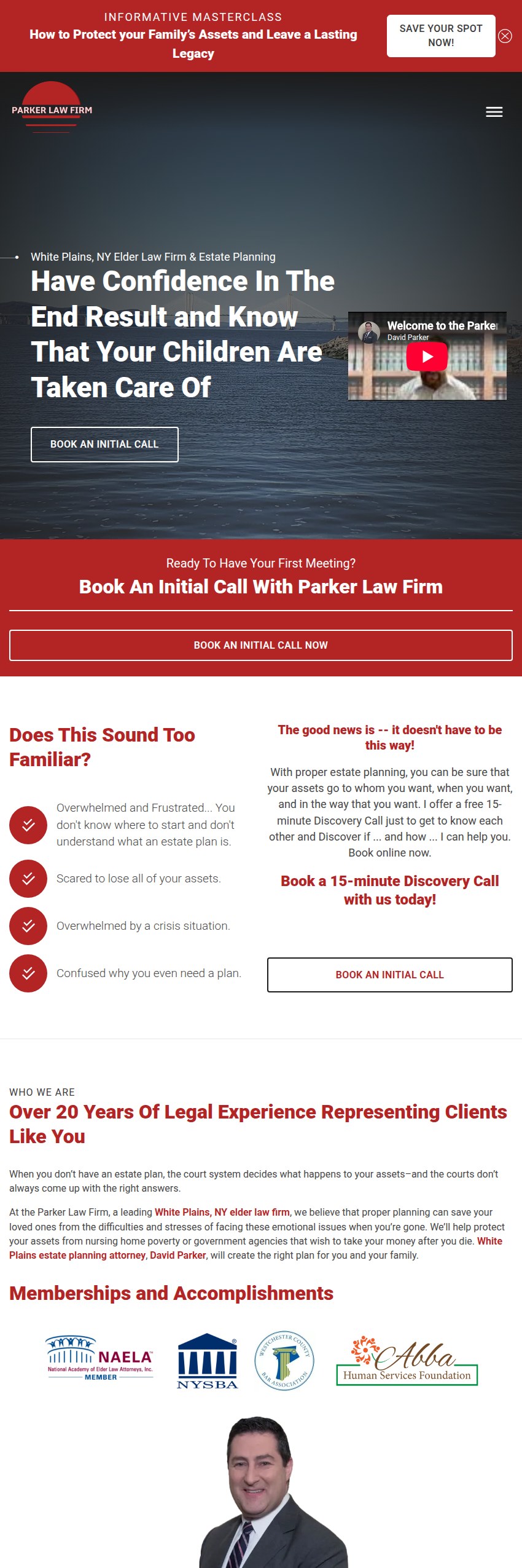 Screenshot of the Parker Law Firm website