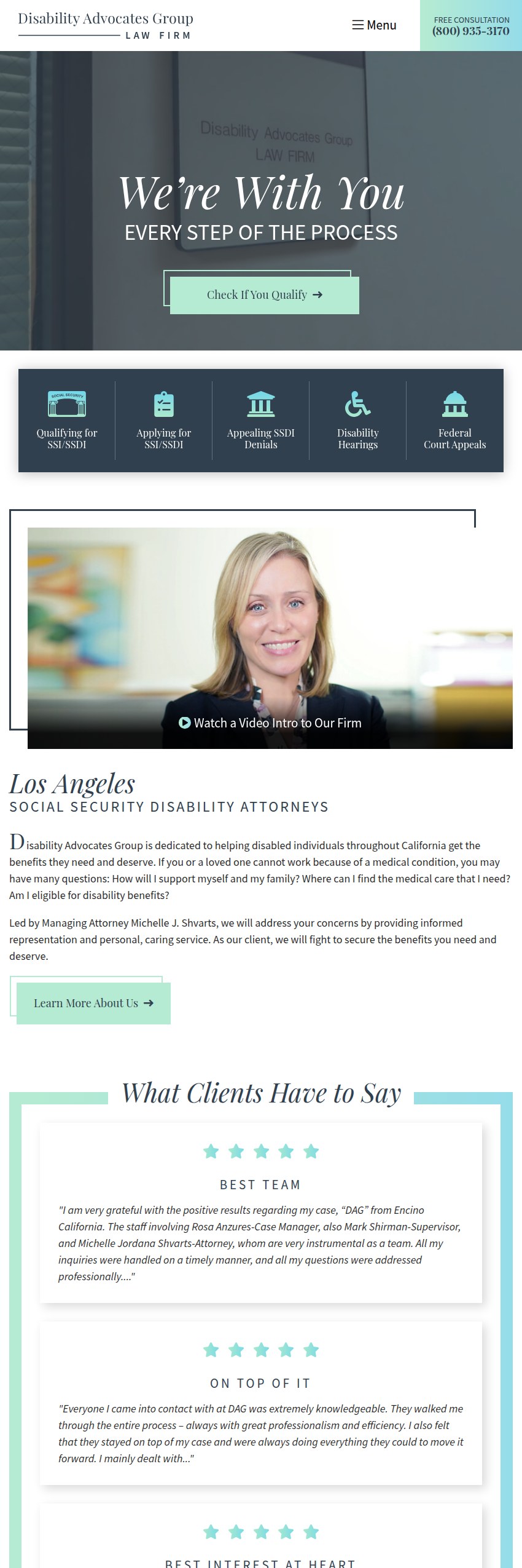 Screenshot of the Disability Advocates Group website
