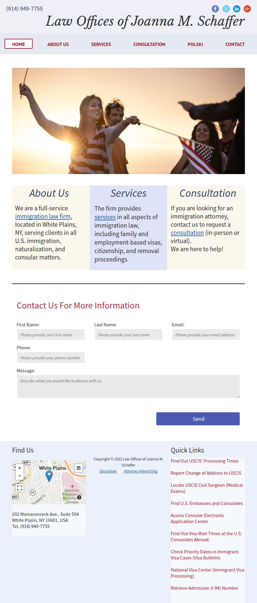 Screenshot of the Law Offices of Joanna M. Schaffer website
