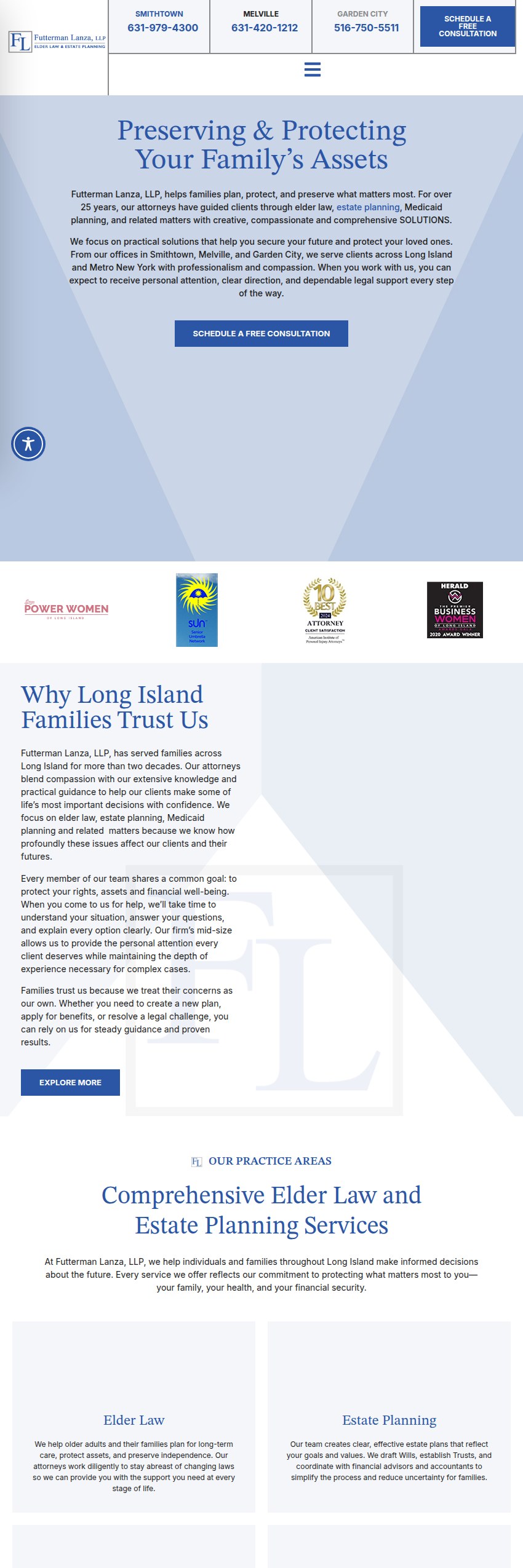 Screenshot of the Futterman Lanza, LLP website