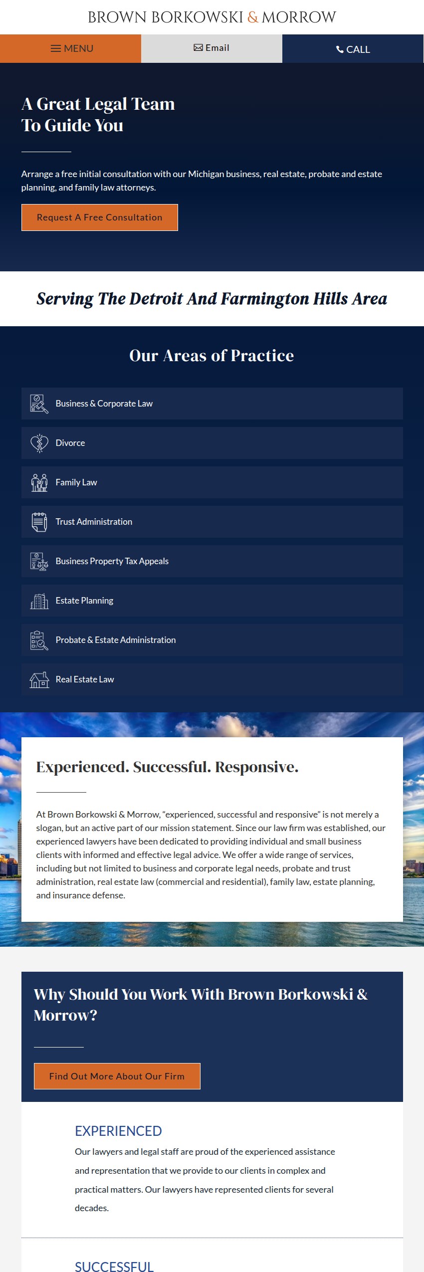 Screenshot of the Brown Borkowski & Morrow website