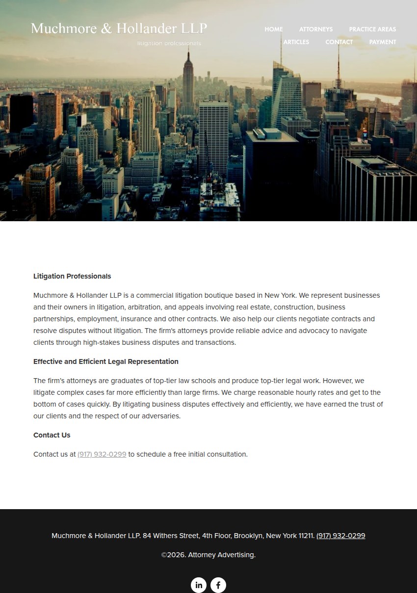 Screenshot of the Muchmore & Associates PLLC website
