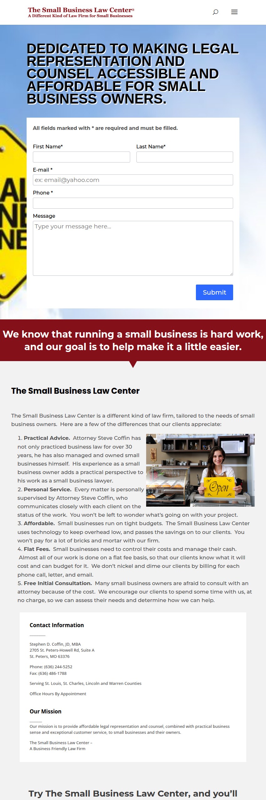 Screenshot of the The Small Business Law Center website