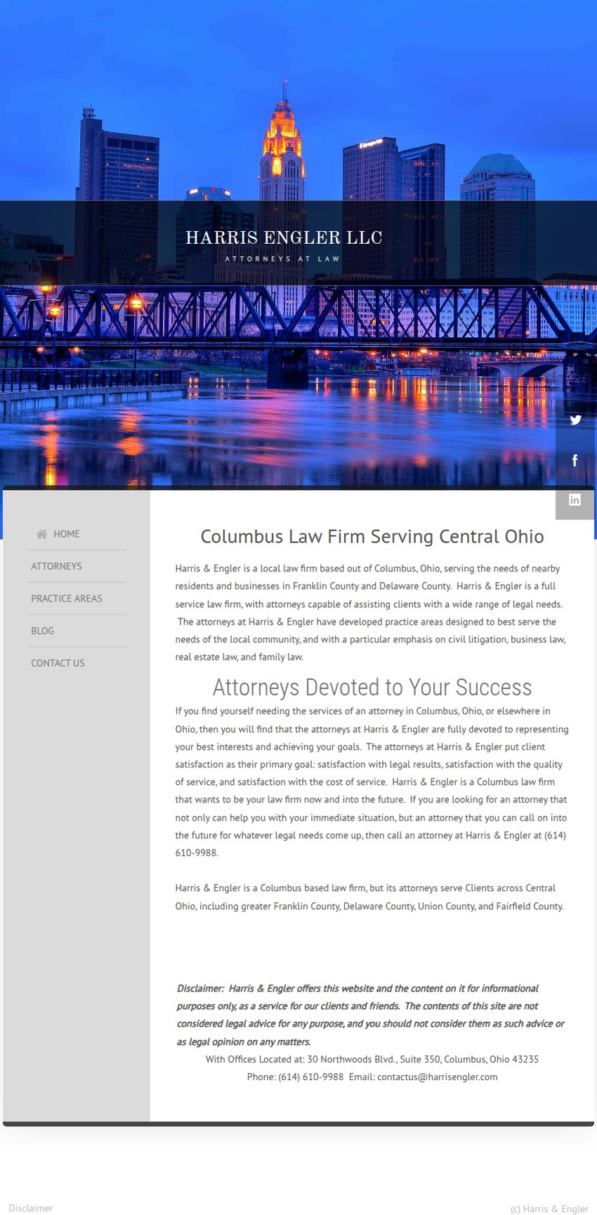 Screenshot of the Harris Engler LLC website