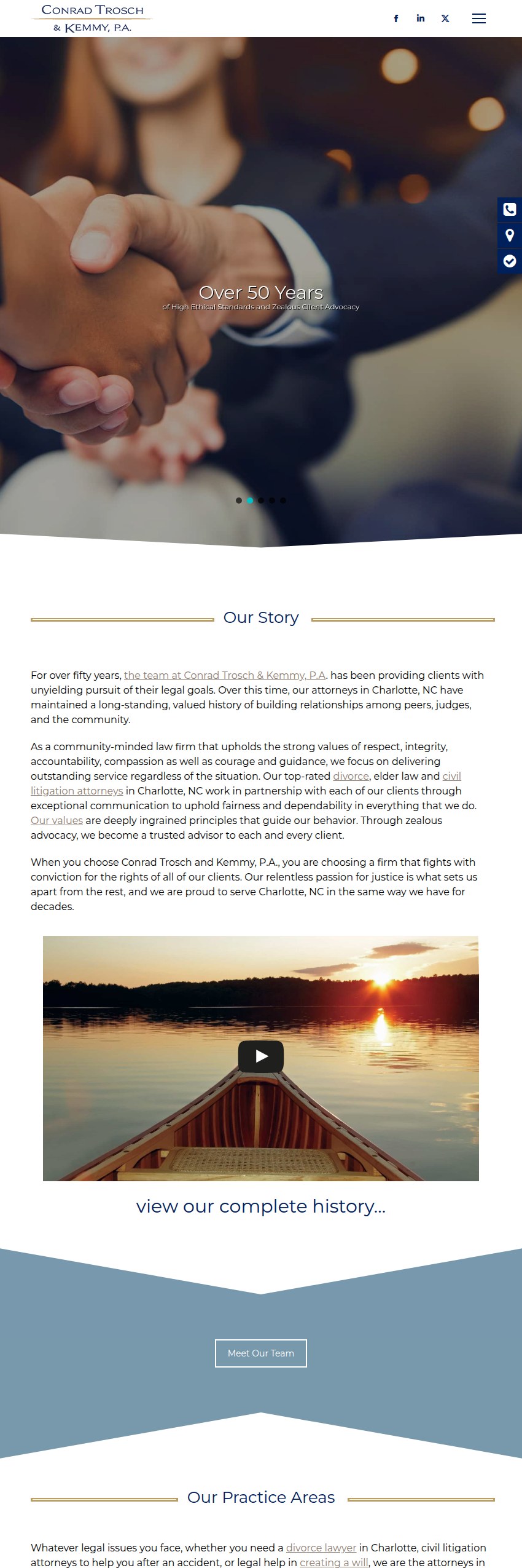 Screenshot of the Conrad Trosch & Kemmy, P.A. website