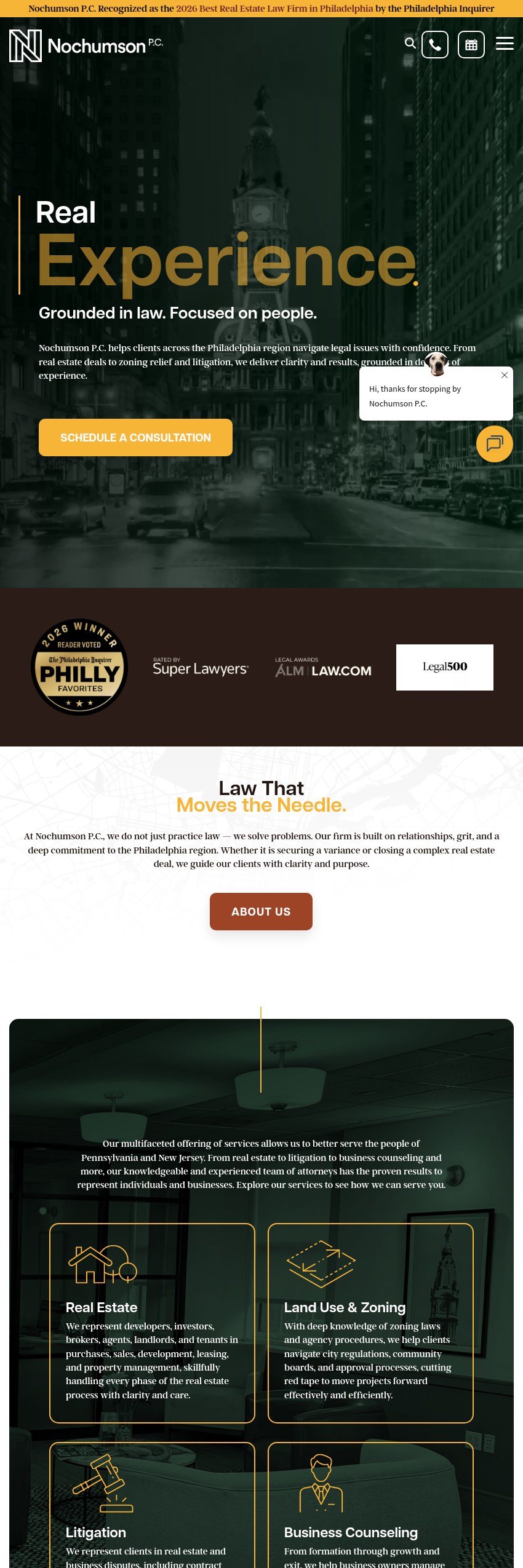 Screenshot of the Nochumson P.C. website