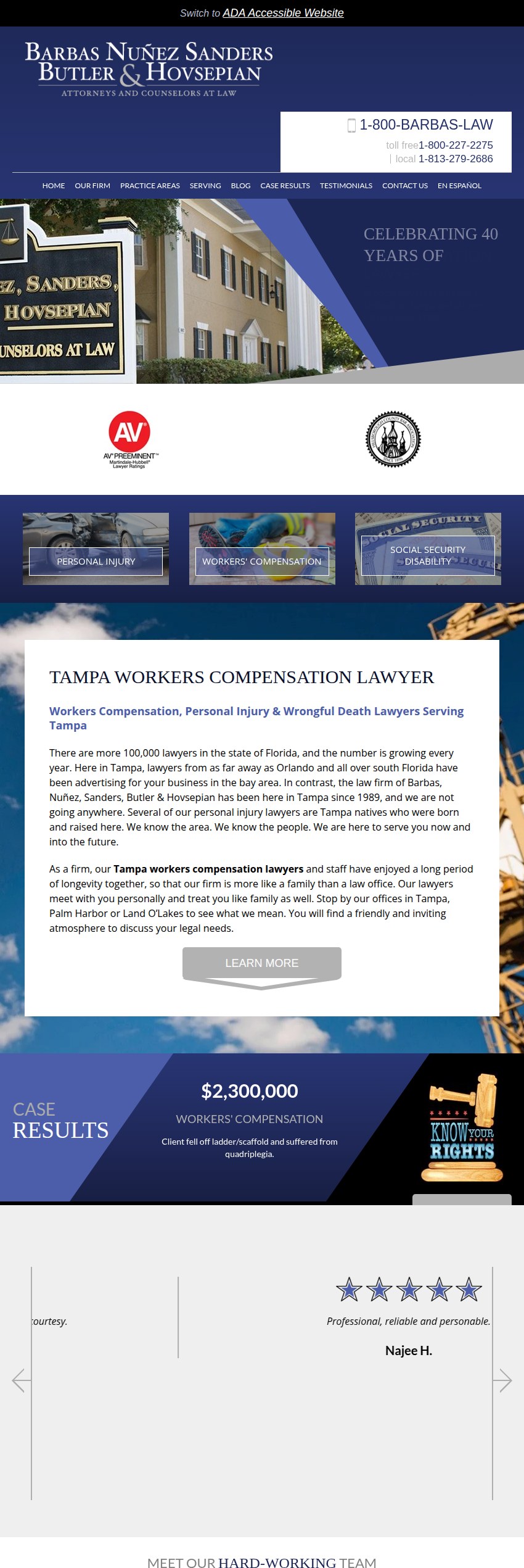 Screenshot of the Barbas, Nuñez, Sanders, Butler & Hovsepian website