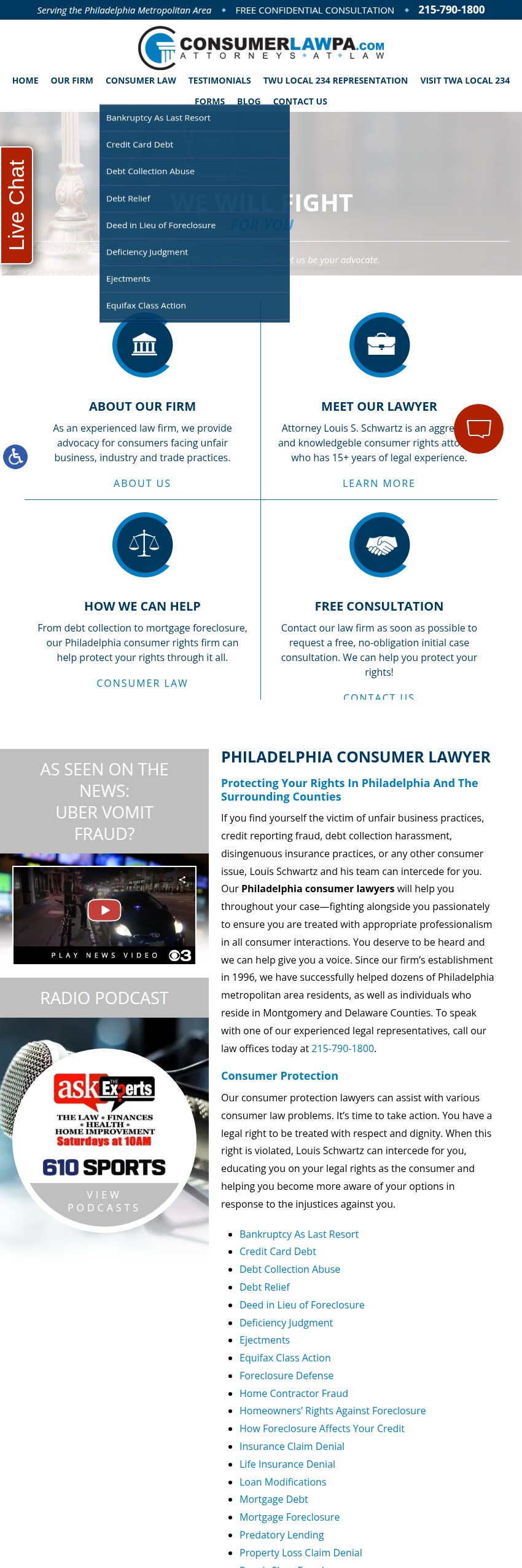Screenshot of the Louis S. Schwartz, Attorneys at Law website