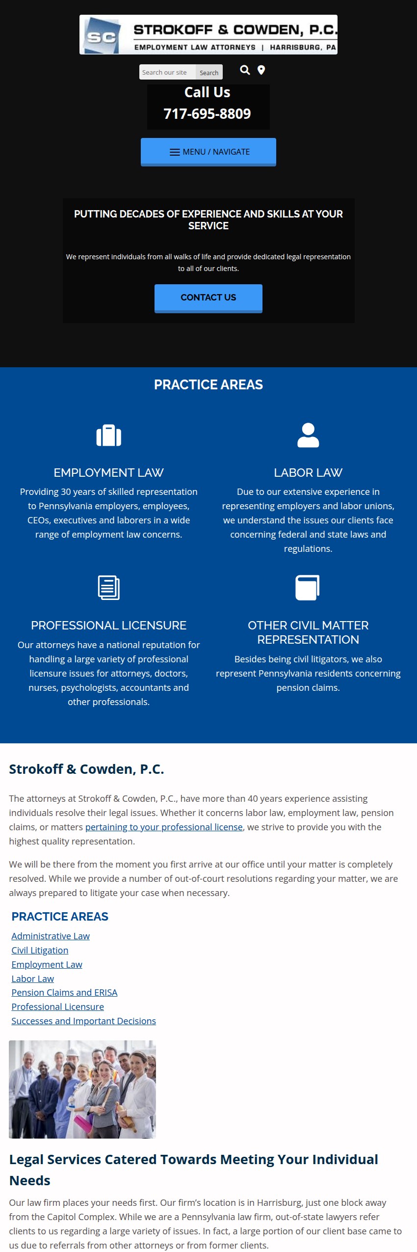 Screenshot of the Strokoff & Cowden, P.C. website