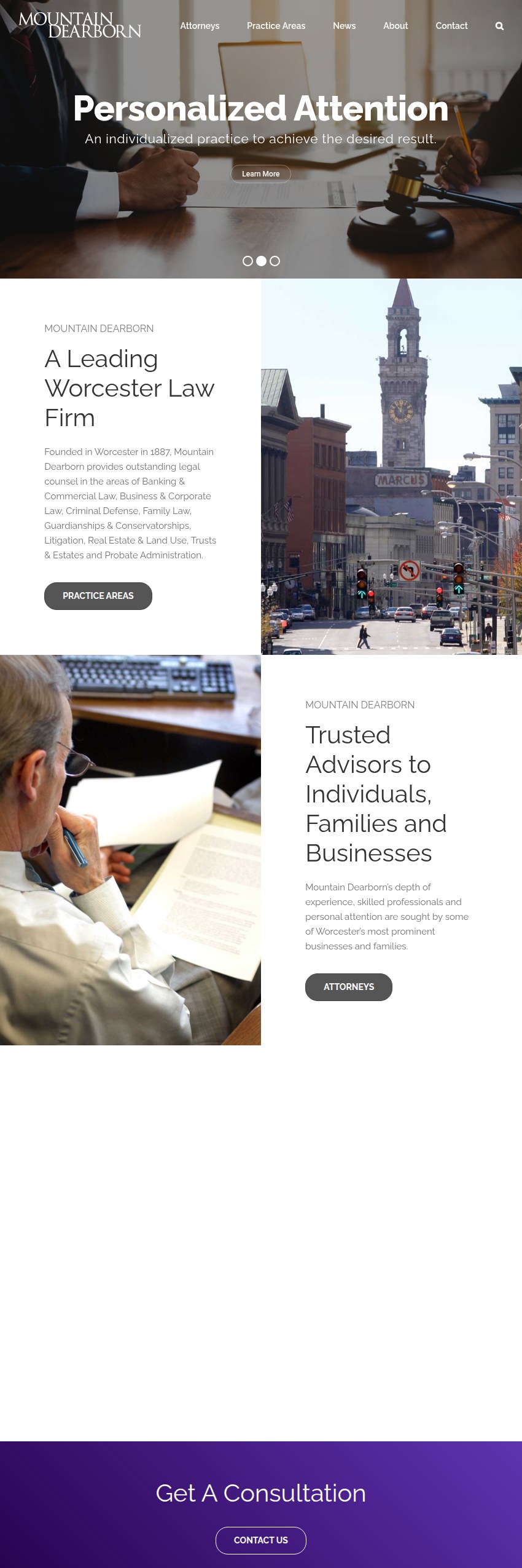 Screenshot of the Mountain, Dearborn & Whiting LLP website