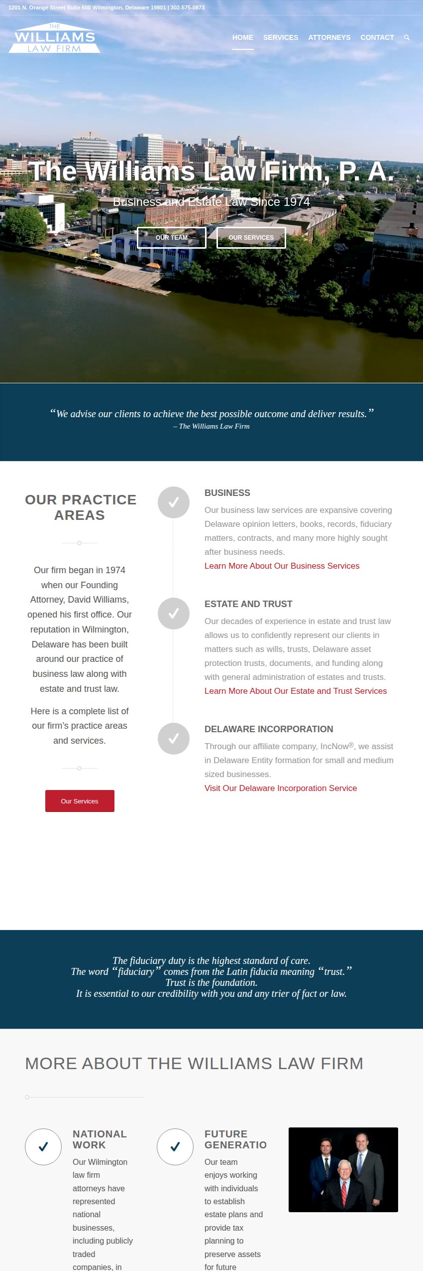 Screenshot of the The Williams Law Firm, P.A. website
