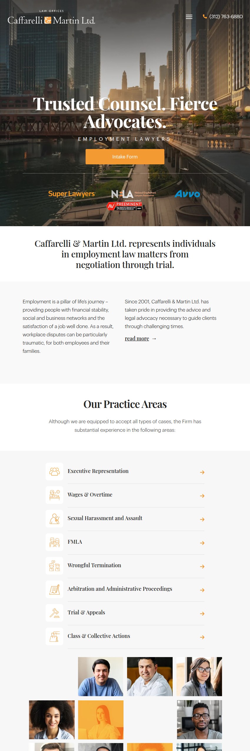 Screenshot of the Law Offices of Caffarelli & Martin Ltd. website