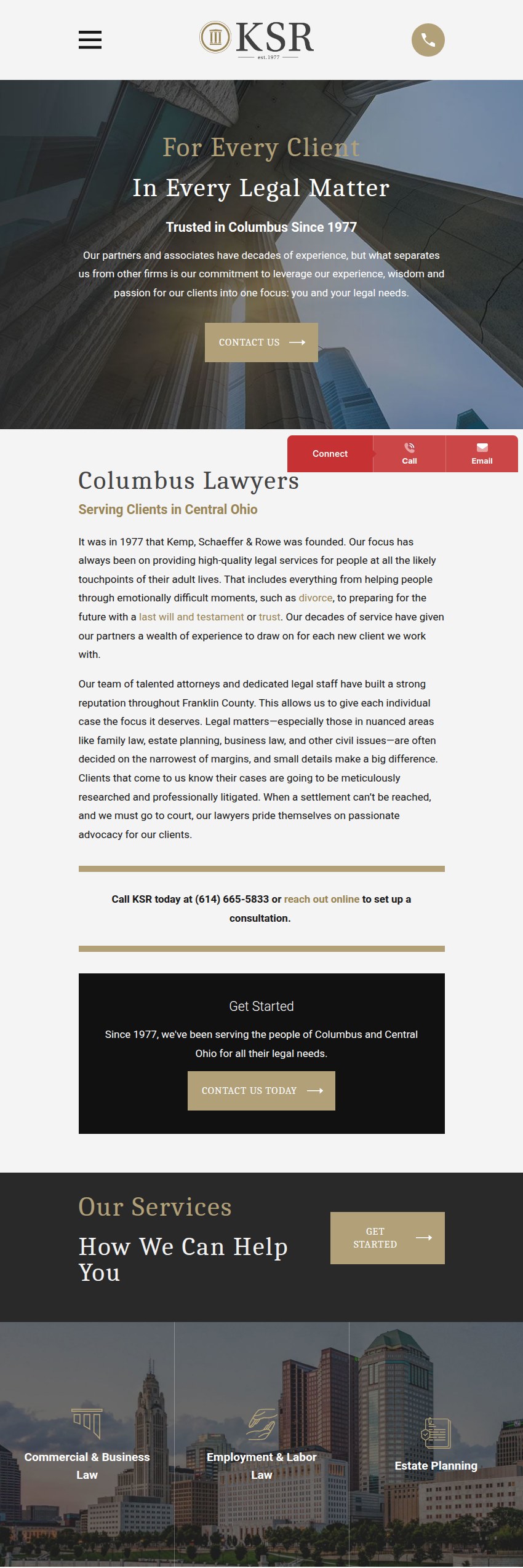 Screenshot of the Kemp, Schaeffer & Rowe website