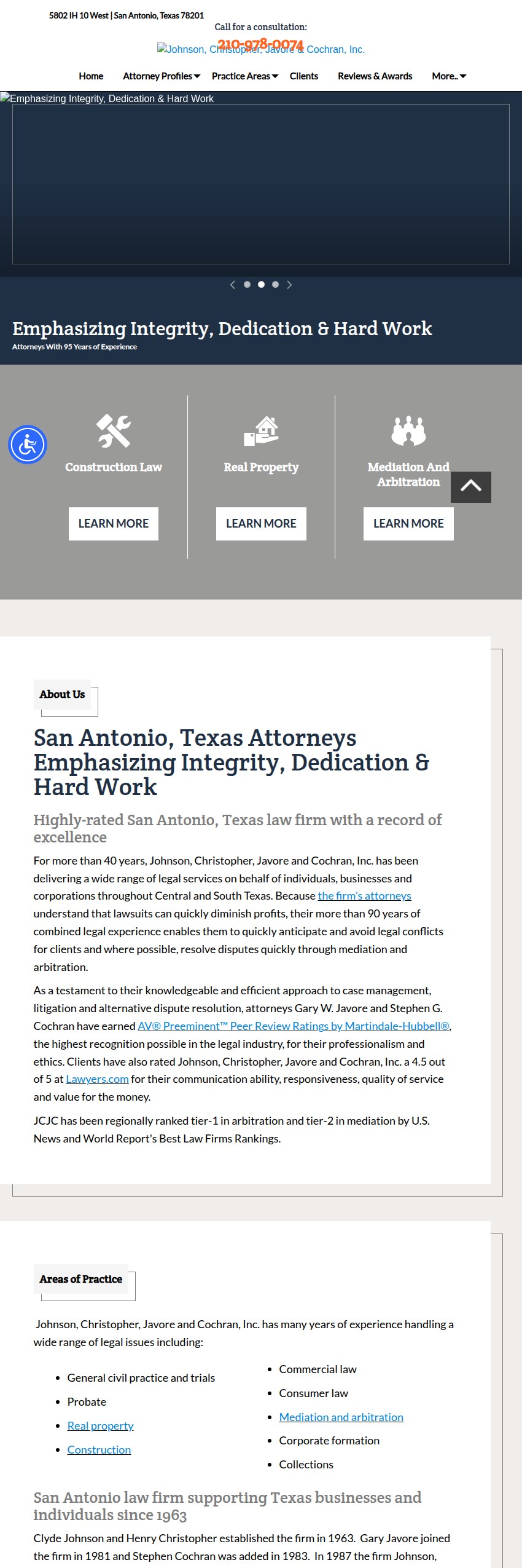 Screenshot of the Johnson, Christopher, Javore & Cochran, Inc. website