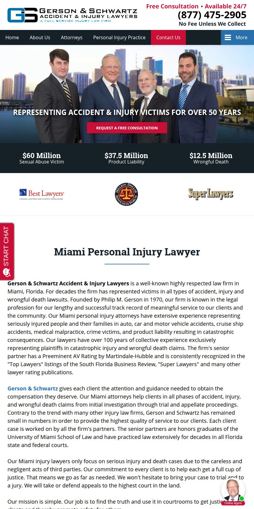 Screenshot of the Gerson & Schwartz, P.A. website
