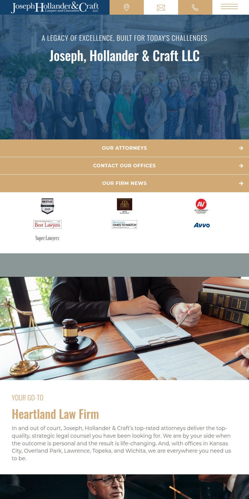Screenshot of the Joseph, Hollander & Craft LLC website