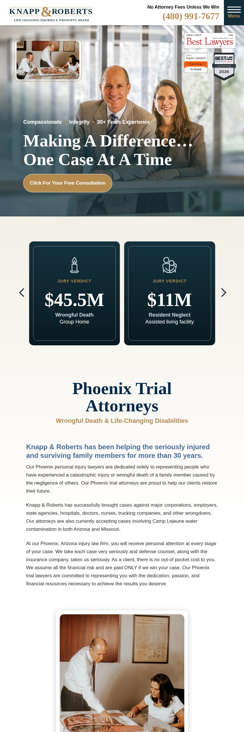 Screenshot of the Knapp & Roberts website