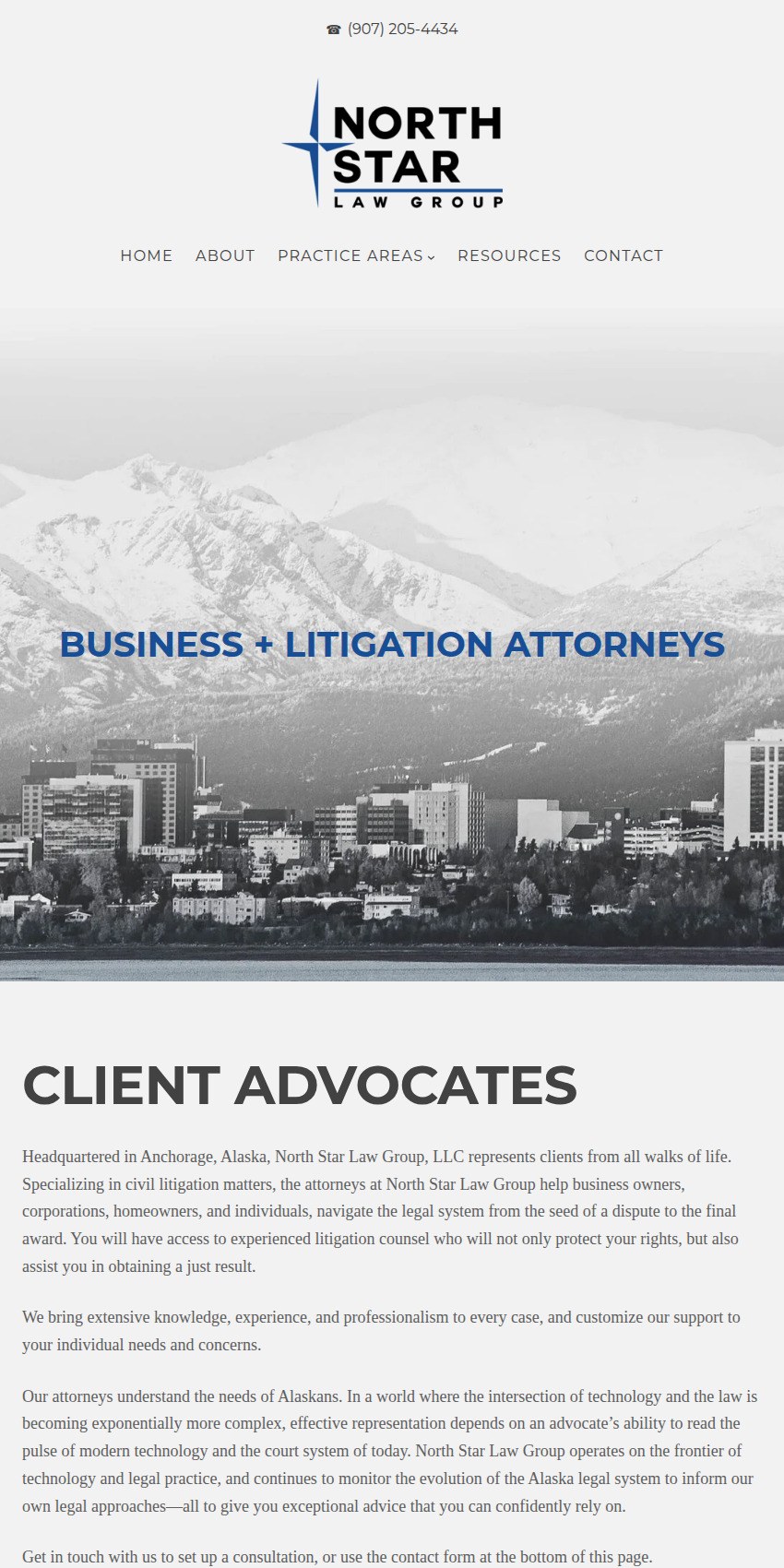 Screenshot of the North Star Law Group, LLC website