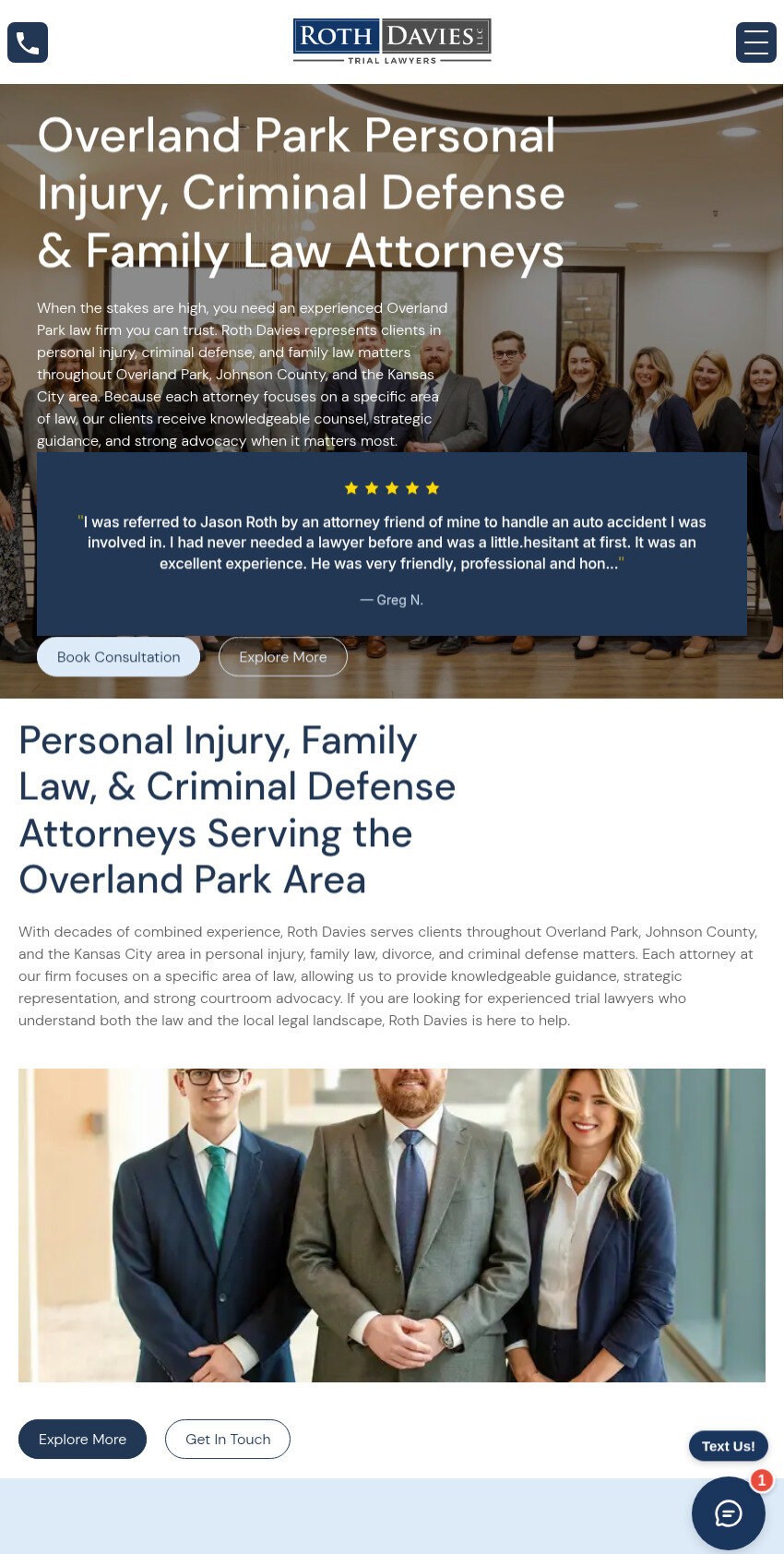 Screenshot of the Roth Davies LLC website