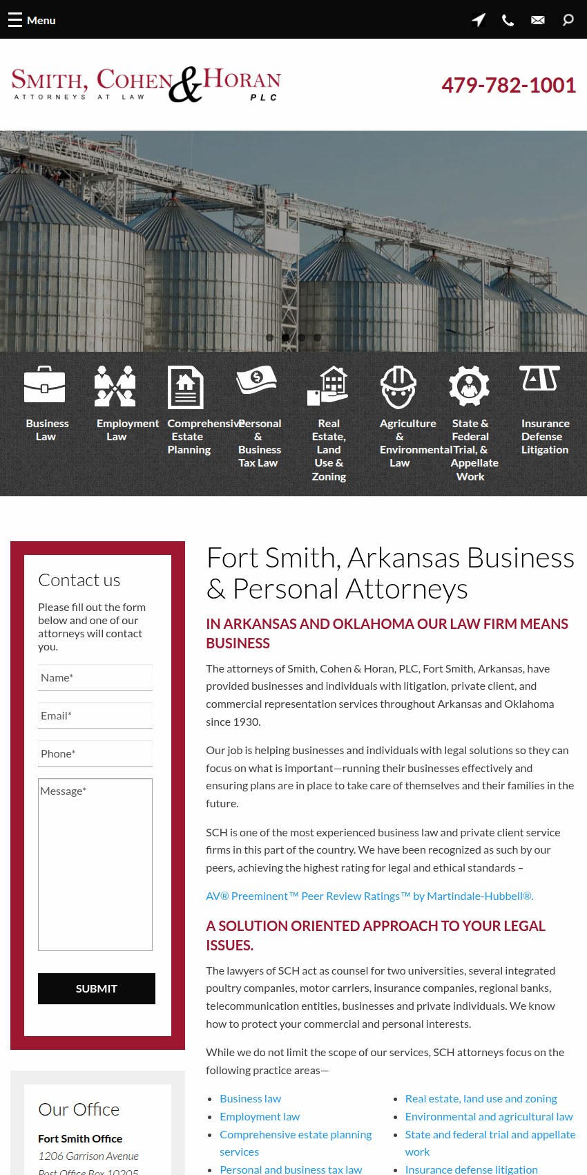 Screenshot of the Smith, Cohen & Horan, PLC website
