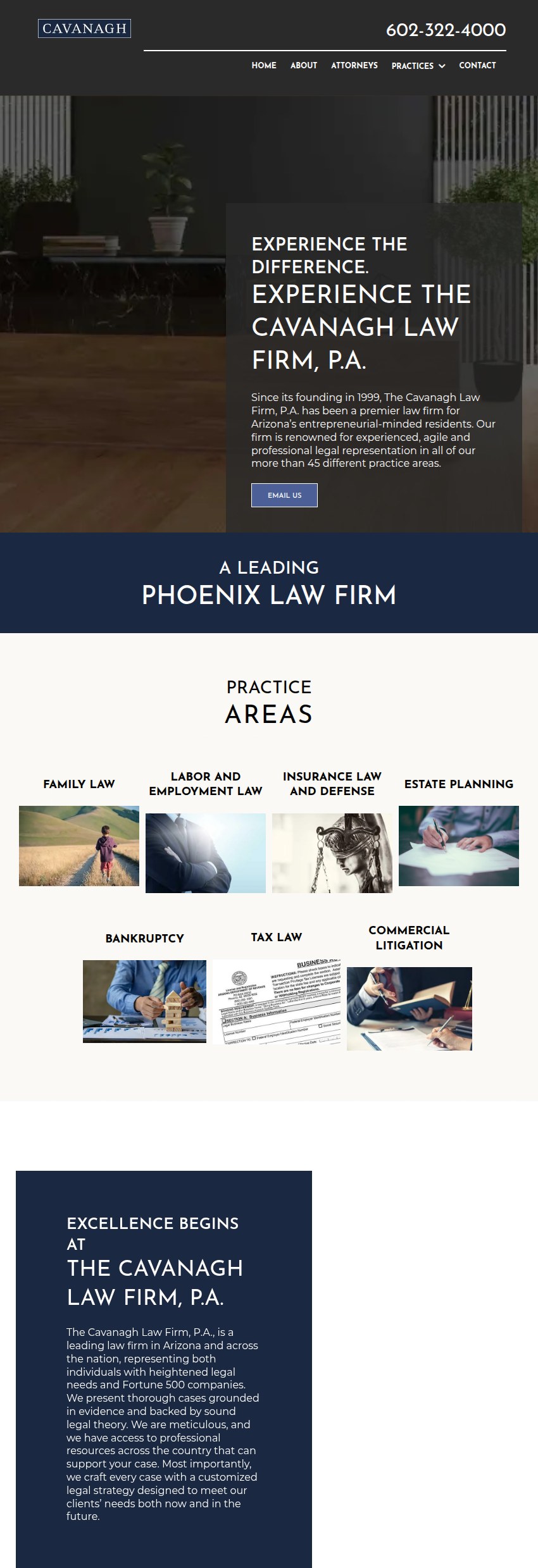 Screenshot of the The Cavanagh Law Firm, P.A. website