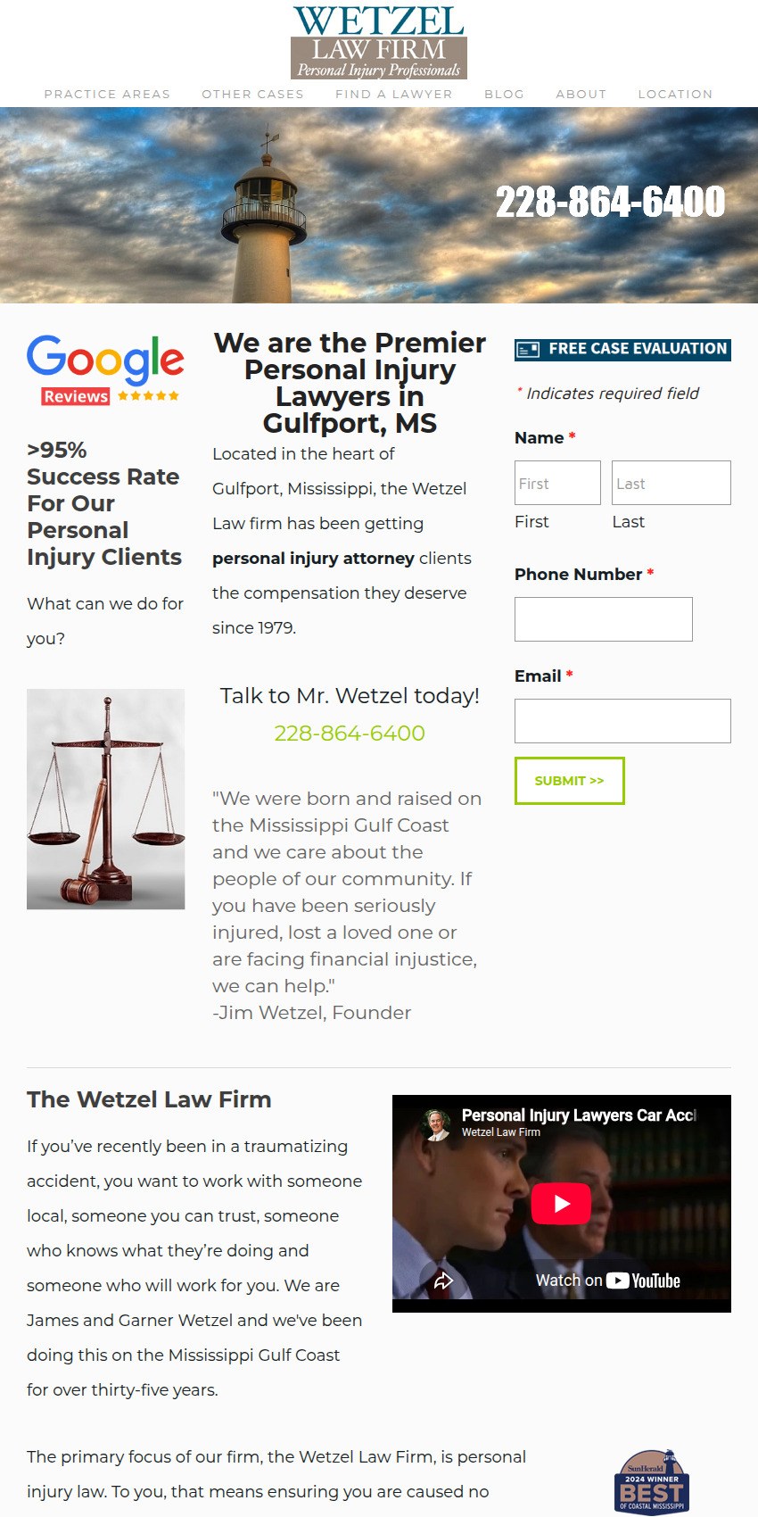 Screenshot of the Wetzel Law Firm website